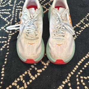 Hoka One One White and Orange Carbon X